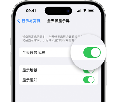 内蒙古苹果15预约维修分享iPhone15如何设置全天候显示屏幕可见 